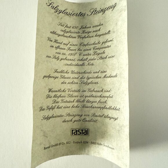 Rastal Salt Glaze Beer Stein with Floral Design and Pewter Lid - Picture 8 of 8